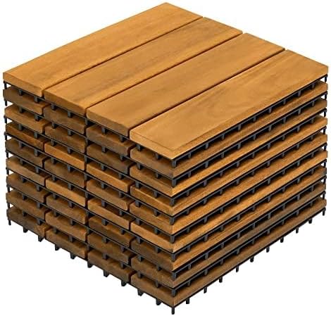 10PCS Interlocking Deck Tiles 12"x12"x0.94'' Acacia Patio D...