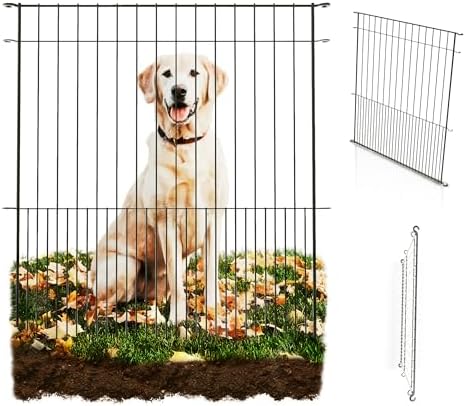 WESLEY'S CORNER Tall Fence Panels - 32”H x 29”L, No Dig Metal Dog Fence, ...