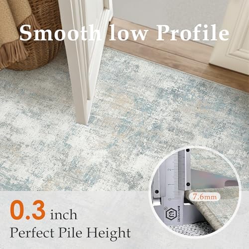 8x10 Blue Cream Abstract Area Rug