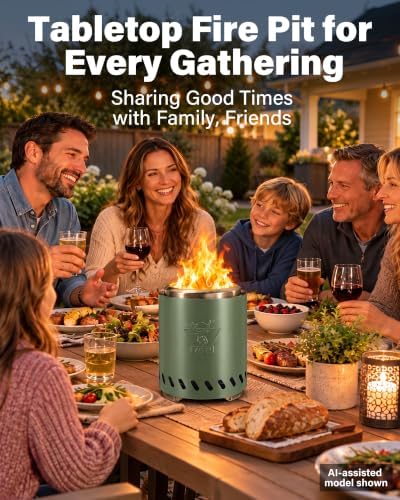 YEFU 9.6 x 7.1in Tabletop Fire Pit, Smokeless Mini Fire Pit, Quick Ignition