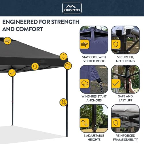 AMPKEEPER Outdoor Pop-Up Canopy Tent with 2 Sidewalls, Black, 10 x 10 Ft