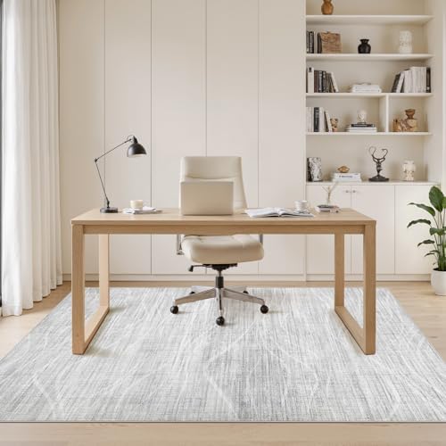 WITSHOCK 9x12 Area Rug Washable Rugs for Living Room Bedroom, Light Grey