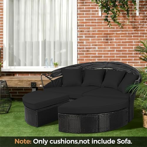 Crownland 66-Inch Outdoor Patio Canopy Bed Round Daybed Replacement Cushions,...
