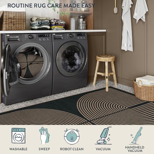 Lahome Modern Rainbow Easy Jute Carpet, Washable 5x7 Area Rugs for Living Roo...