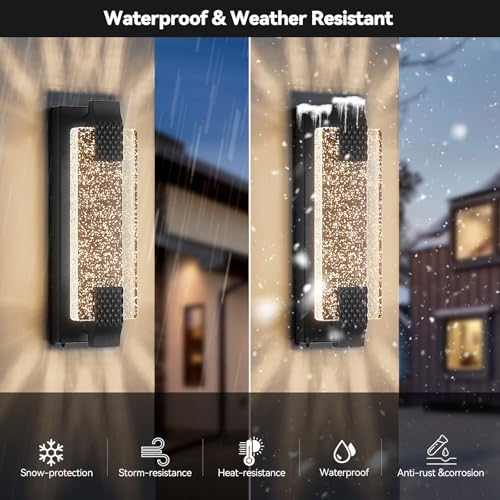 camuucci Dusk to Dawn Outdoor Wall Light, Sparkling Glow Porch Sconce