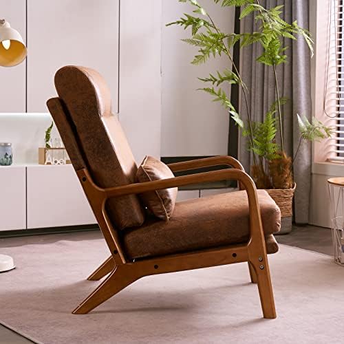 Karl home Accent Chair High Back Mid-Century Modern, Brown