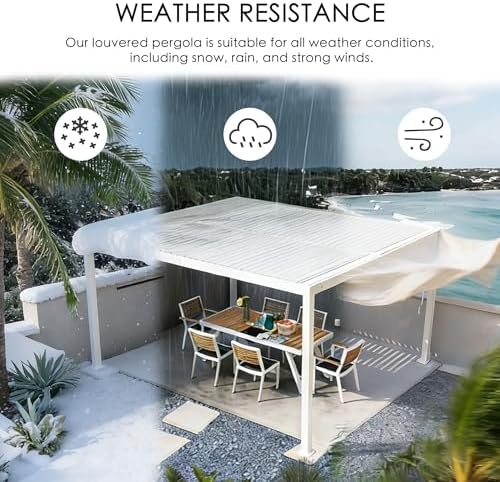 Kozyard Outdoor Louvered Pergola 10' x 12' Sun Shade Aluminum Patio S...