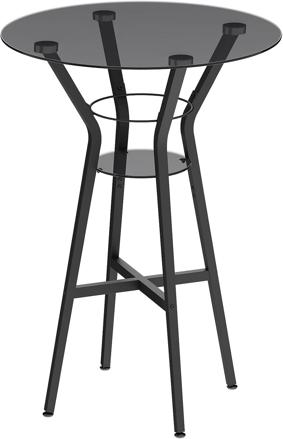 YATINEY Bar Table, 2-Tier Round High Top Table, Pub Table, Home Bar Counter H...