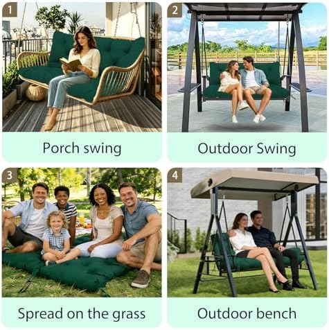 5" Thick Outdoor Porch Swing Cushions 60" Waterproof 3 Seater