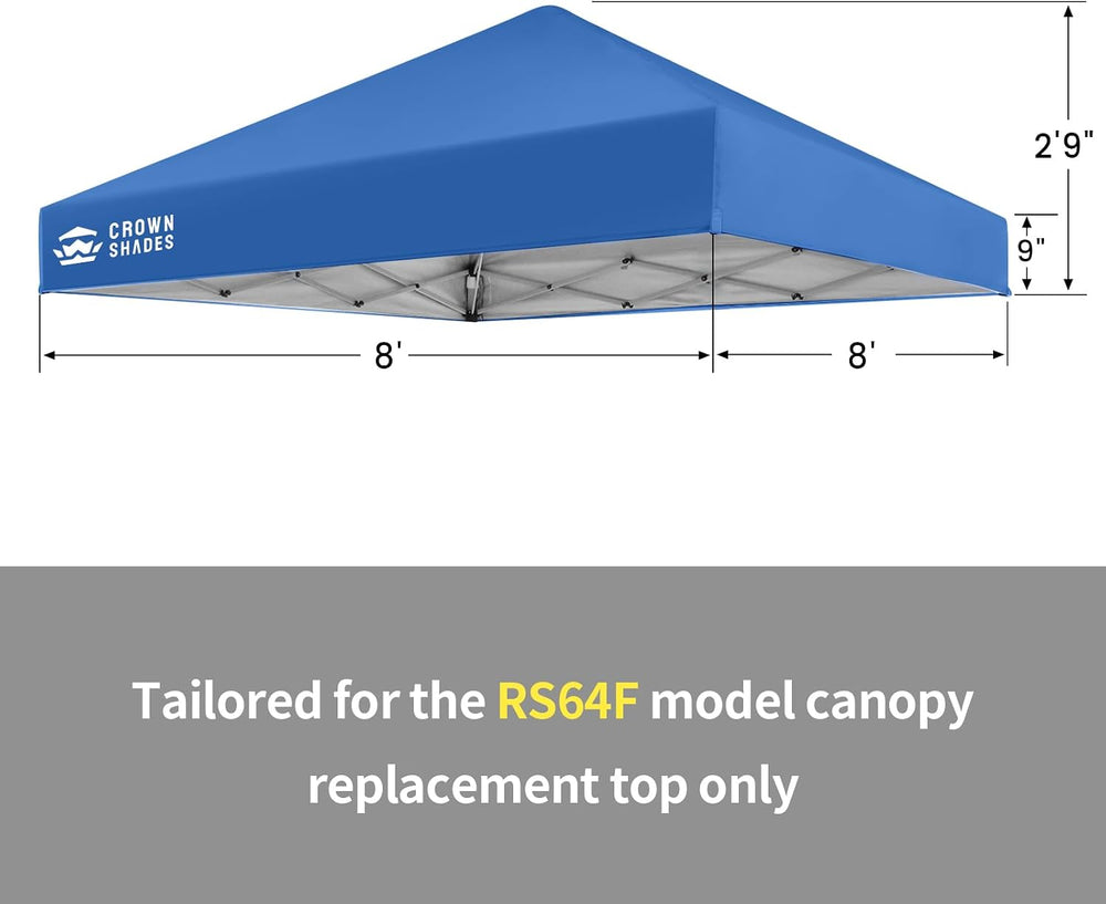 CROWN SHADES 8x8 Canopy Replacement Top, Blue (Top Only)