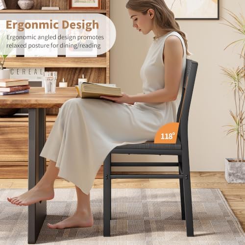 MECHYIN Black Dining Chairs Set of 4, Upgrade Farmhouse Kitchen Room Chair