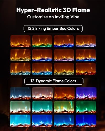 EUHOMY 60 Inch Electric Fireplace Recessed Wall Mounted