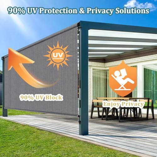Shade&Beyond Outdoor Roller Shades with Splicing Design, 8' W x 8'...