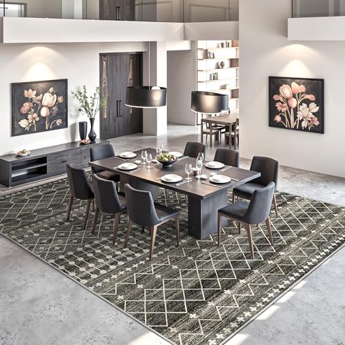 Miukiki 8x10 Area Rug for Living Room, Washable Soft Non Slip Rug Black