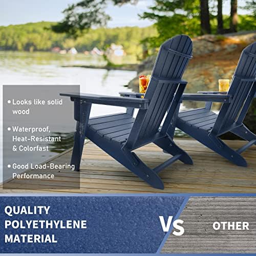 Oversized Folding Adirondack Chair Set of 4 with Adjustable Backrest 400LBS
