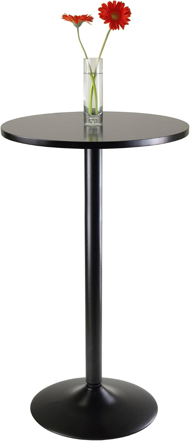 Winsome Obsidion Round Tall Pub Table, Black, 40"