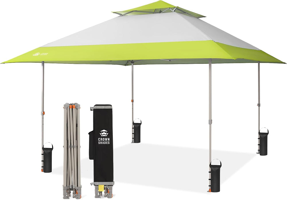 CROWN SHADES 13x13 Pop Up Canopy, Outdoor Foldable Tent, Gray&Green
