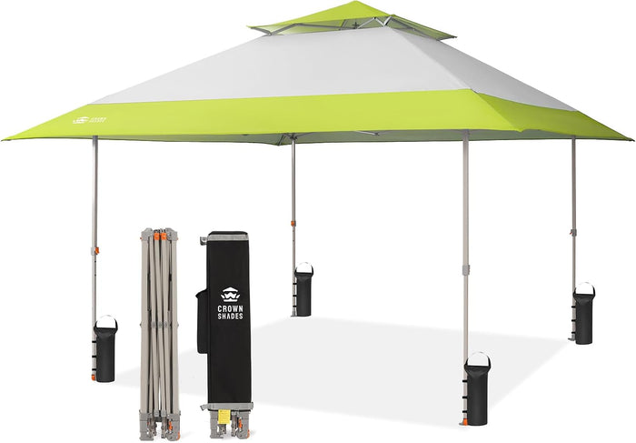CROWN SHADES 13x13 Pop Up Canopy, Outdoor Foldable Tent, Gray&Green