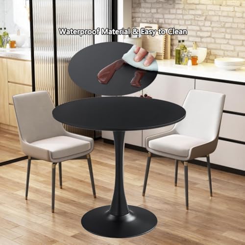 27.3" Tulip Dining Table, Black, Perfect for 2-4 People, Mid-Century Mod...
