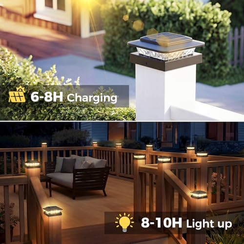 kolpop 4x4 Solar Post Cap Lights Outdoor 16Pack- 3 Color Temperatures& 2 ...
