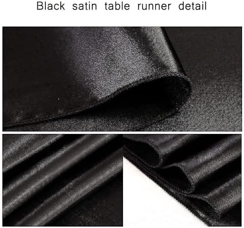 24 Pack Black Table Runners 12 x 108 Inches Long Smooth Satin Silk Black Hall...