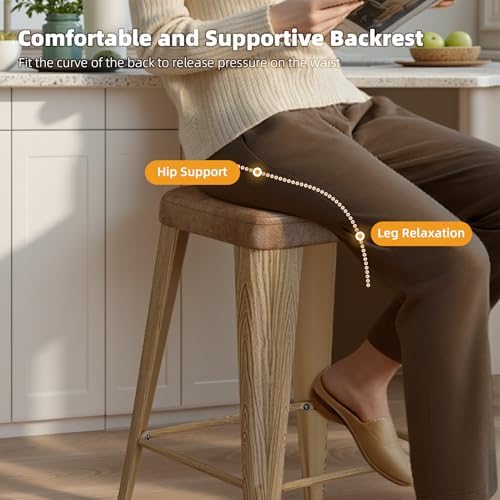 Bar Stools Set of 4, 24" Counter Height Bar Stools Backless, Upholstered...