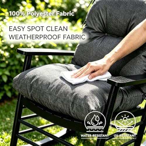 QILLOWAY Tufted Outdoor Chair Cushion Waterproof 43x20x4 Inch Non Slip Replac...