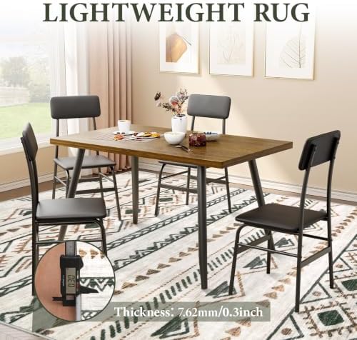 Area Rug Living Room Rugs 8x10 - Large Soft Boho Geometric Rug, Non-Slip Fold...
