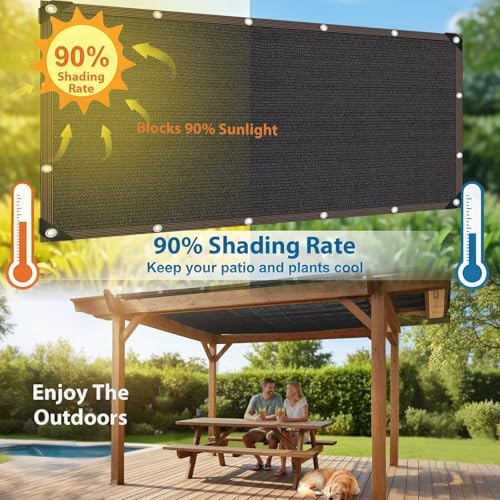 90% Sun Shade Cloth with Grommets, 20 x 30 FT Pergola Shade Cover Canopy, Mes...