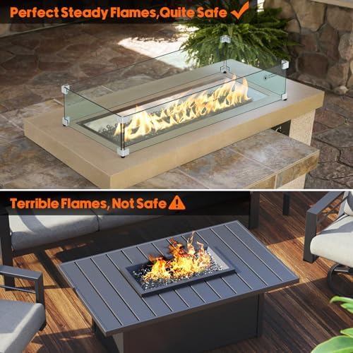 Skyflame 30 x 14 Inches Rectangular Fire Pit Glass Wind Guard