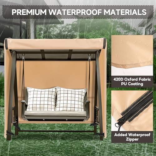 Outdoor Swing Covers for Patio Swing 2 Seater, 65" L x 50" D x 66&q...