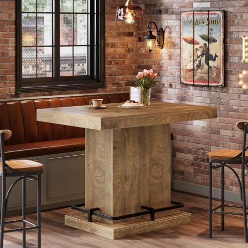 Tribesigns 47" Bar Table, Industrial Bistro Pub Table with Metal Footres...