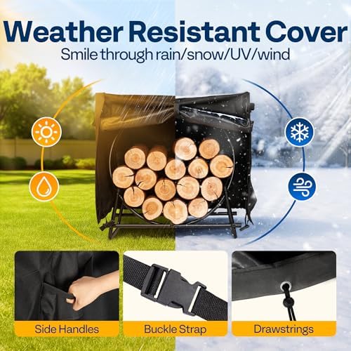 VIVOHOME 28 Inches Firewood Log Rack Hoop with Cover