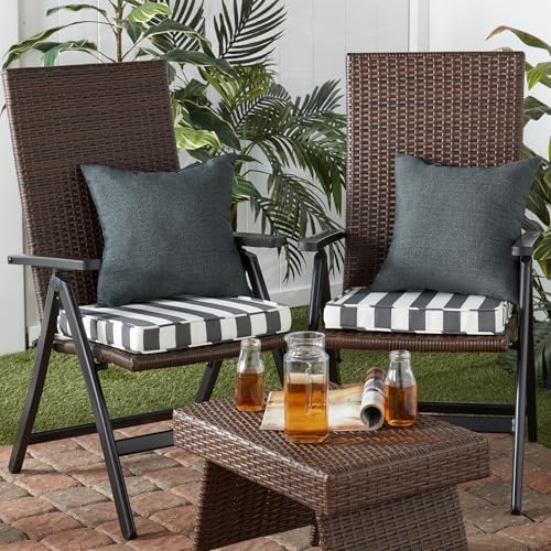 Outdoor 18 inch Square Patio Dining Chair Pads – Comfortable Fiber-Filled Sea...