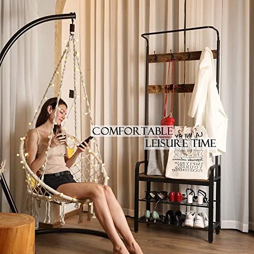 KASHAN Hanging Chair for Bedroom Hammock Chair Swing with Lights and Hardware...