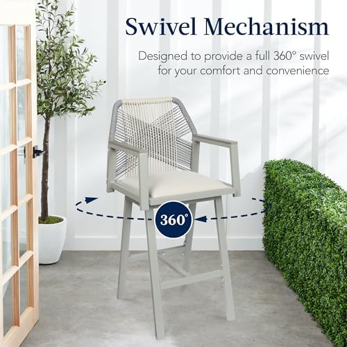 Best Choice Products Outdoor Bar Stools Set of 2, Bar Height, 360° Swivel Alu...