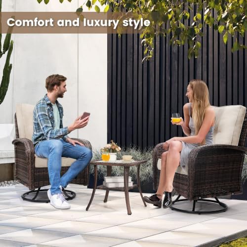 wildformers Luxury Outdoor Swivel Wicker Glider Patio Chairs with Table Set