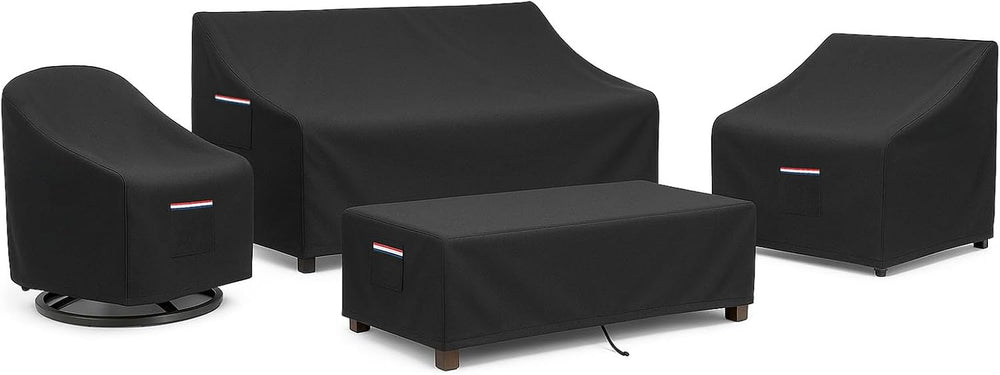 4-Piece Patio Furniture Cover Set, Waterproof Outdoor Furniture Covers for 3-...