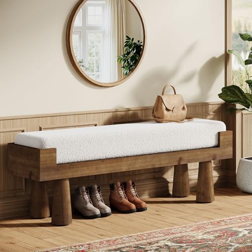 Tribesigns Upholstered Entryway Bench, Shoe Bench End of Bed for Bedroom