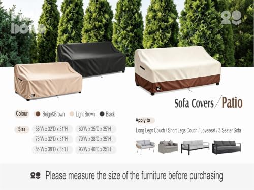 2-Seater Patio Loveseat Cover, 58Wx32Dx31H inches Outdoor Furniture Covers Wa...