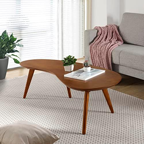 Mid Century Modern Abstract Shaped Coffee Table/Solid Wood/Castanho Finish