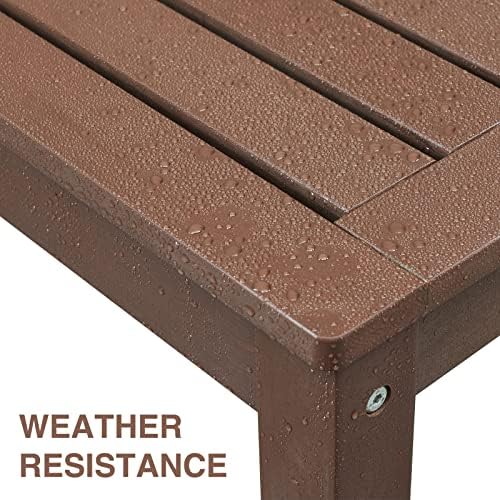 Psilvam 47" Backless HDPE Outdoor Bench for 2-Person, Brown