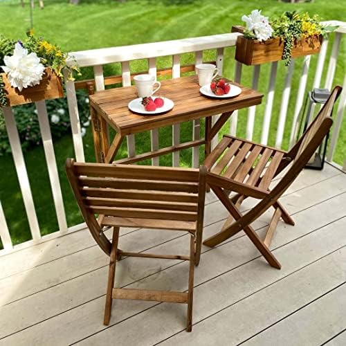 Patio Wise Folding Patio Chair Set of 2 – Foldable Acacia Wood Outdoor Chairs...