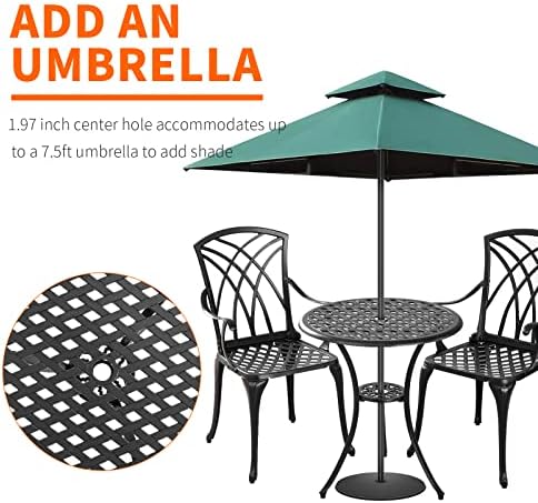 Bistro Set 3 Piece Outdoor,Cast Aluminum Outdoor Bistro Set,All Weather Bistr...