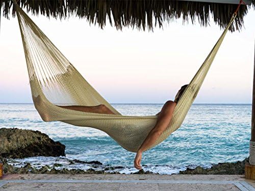 Yellow Leaf Handwoven Hammock - Double 400 lb - Natural Khaki