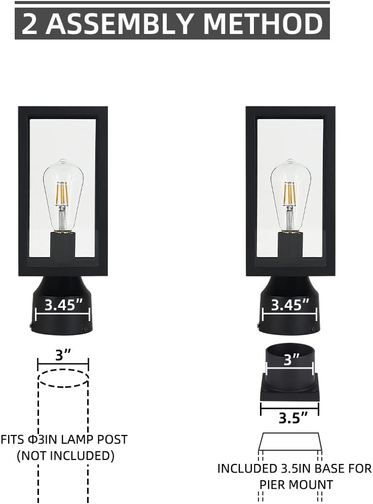 Windben Outdoor Post Light, Waterproof, 13.8in, Matte Black