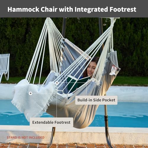 CHULIM XL Hammock Chair with Footrest, Steel Spreader Bar, 500 lb Capacity