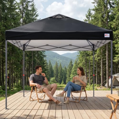 MASTERCANOPY 10x10 Durable Pop Up Canopy Tent with Roller Bag, Black