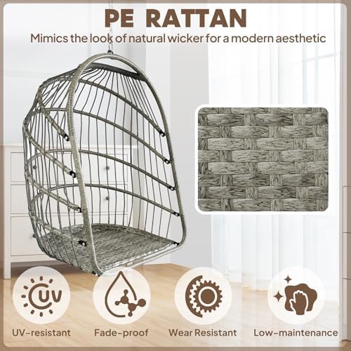 Chihee Egg Chair Foldable Wicker Rattan Hanging Swing Chair Indoor Outdoor Pa...