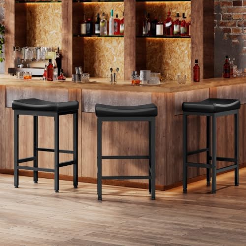 RALGEND Bar Stools Set of 3, Counter Height Stools, Kitchen Stools